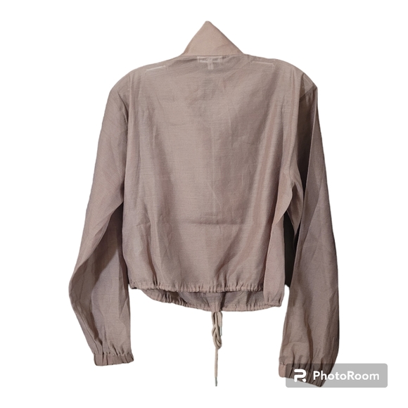 Good American brown cropped 1/2 zip sheer jacket - Picture 2 of 9